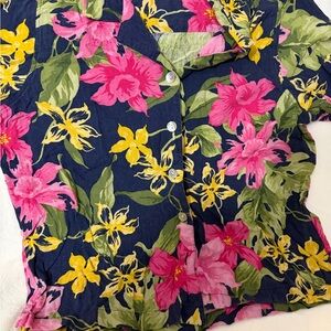 Caribbean Joe Floral Shirt with Pink and Yellow Blooms